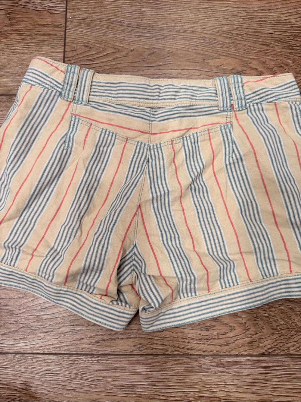 Anthropologie Beige Shorts with Blue & Red Stripes 0183 - Picture 4 of 6